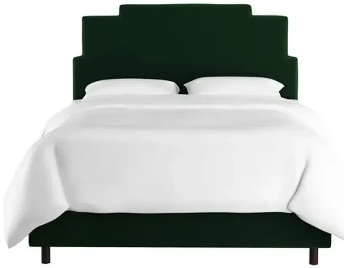 Paxton Velvet Bed - Emerald - Handcrafted