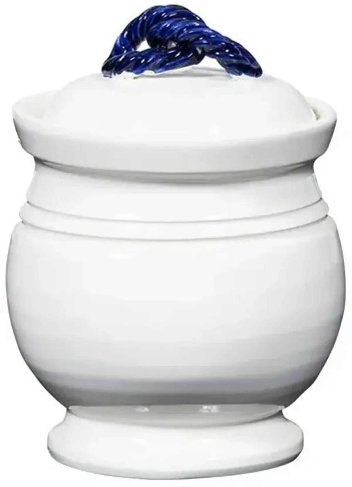 8" Rope Jar - White/Blue - Bradburn Home