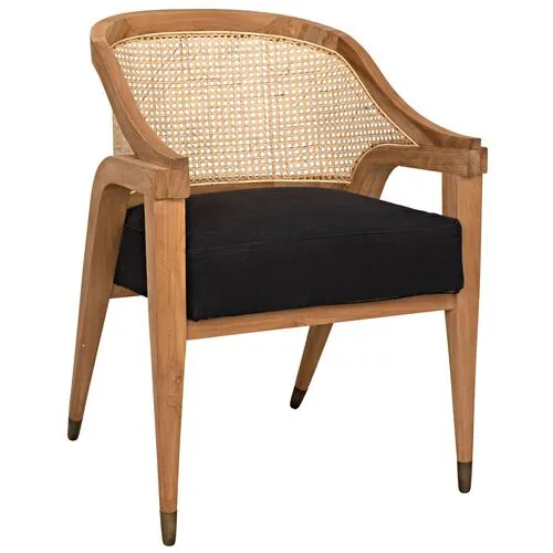 Chloe Cane Accent Chair - Natural/Black - Noir, Comfortable, Durable, Cushioned