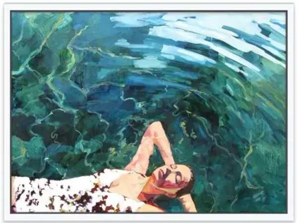 T.S. Harris - Floating Girl Painting - Blue