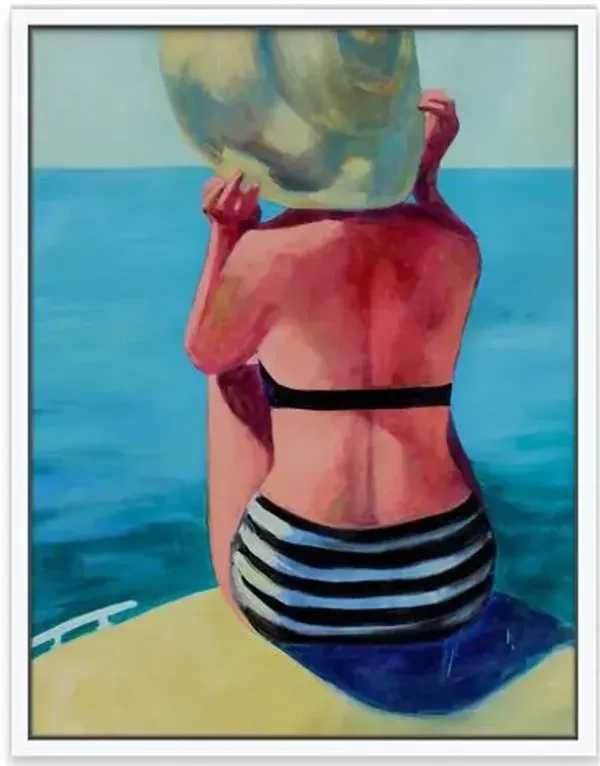 T.S. Harris - Woman at the Bow Painting - Blue