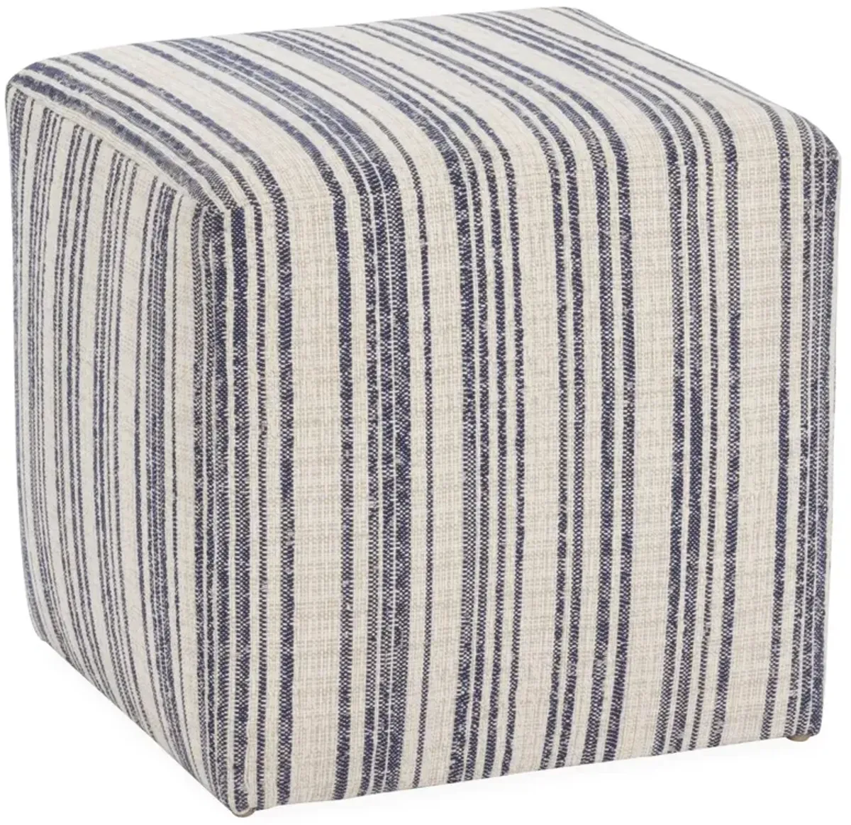 Quinn Cube Ottoman, Indigo Stripe