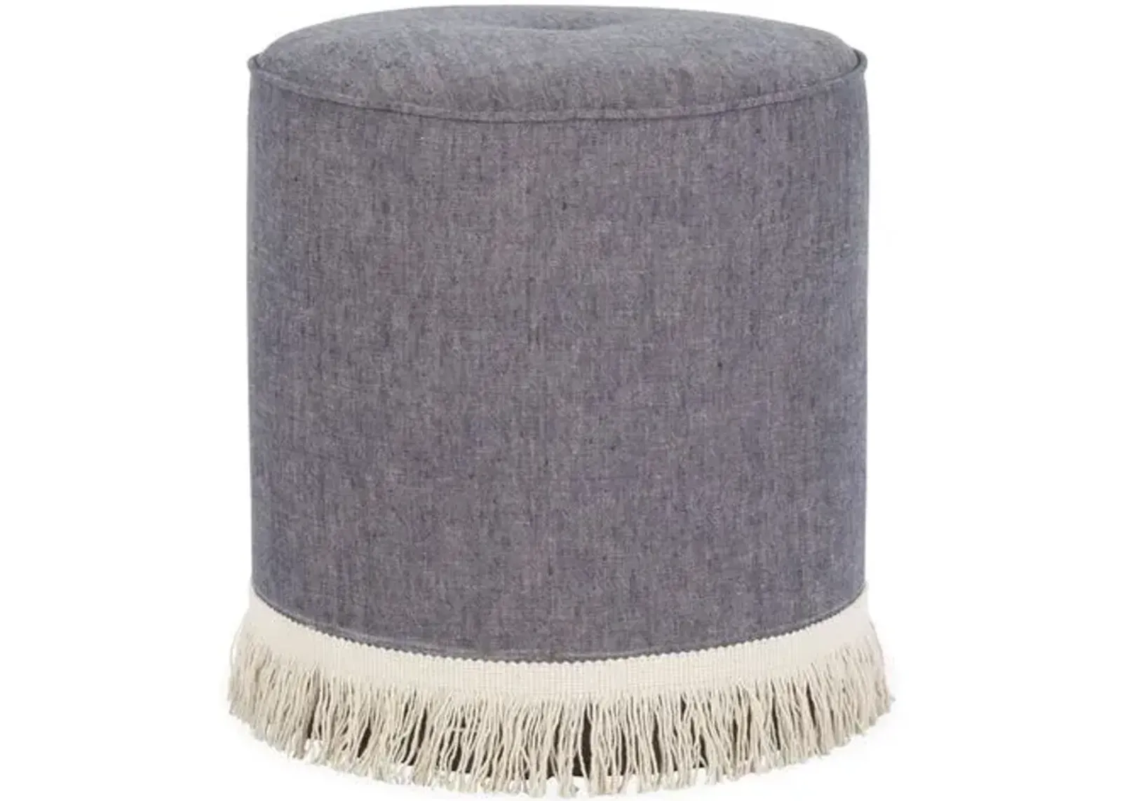 Dot Fringe Ottoman - Kim Salmela - Handcrafted - Blue