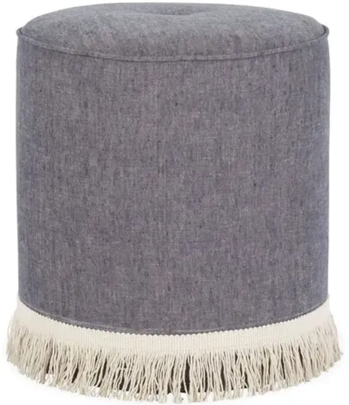 Dot Fringe Ottoman - Kim Salmela - Handcrafted - Blue