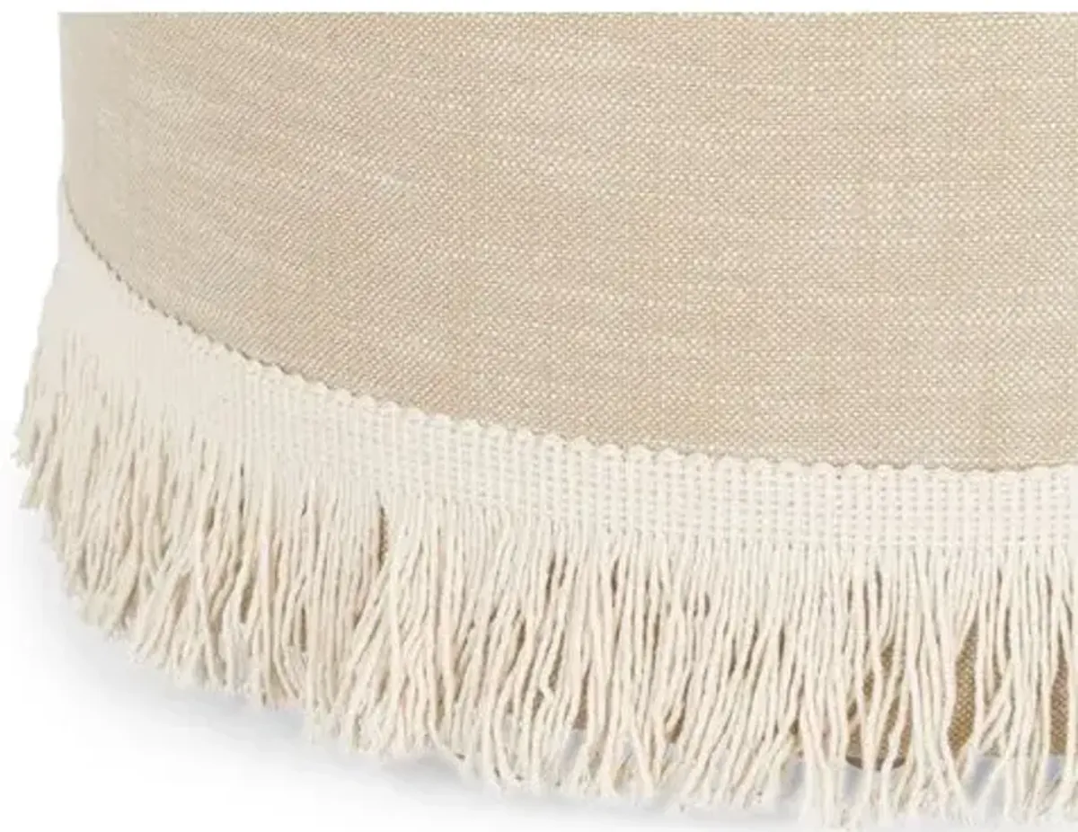 Dot Fringe Ottoman - Kim Salmela - Handcrafted - Ivory