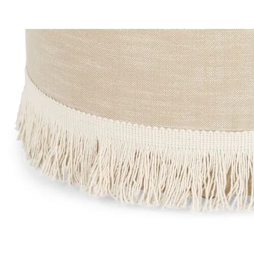 Dot Fringe Ottoman - Kim Salmela - Handcrafted - Ivory