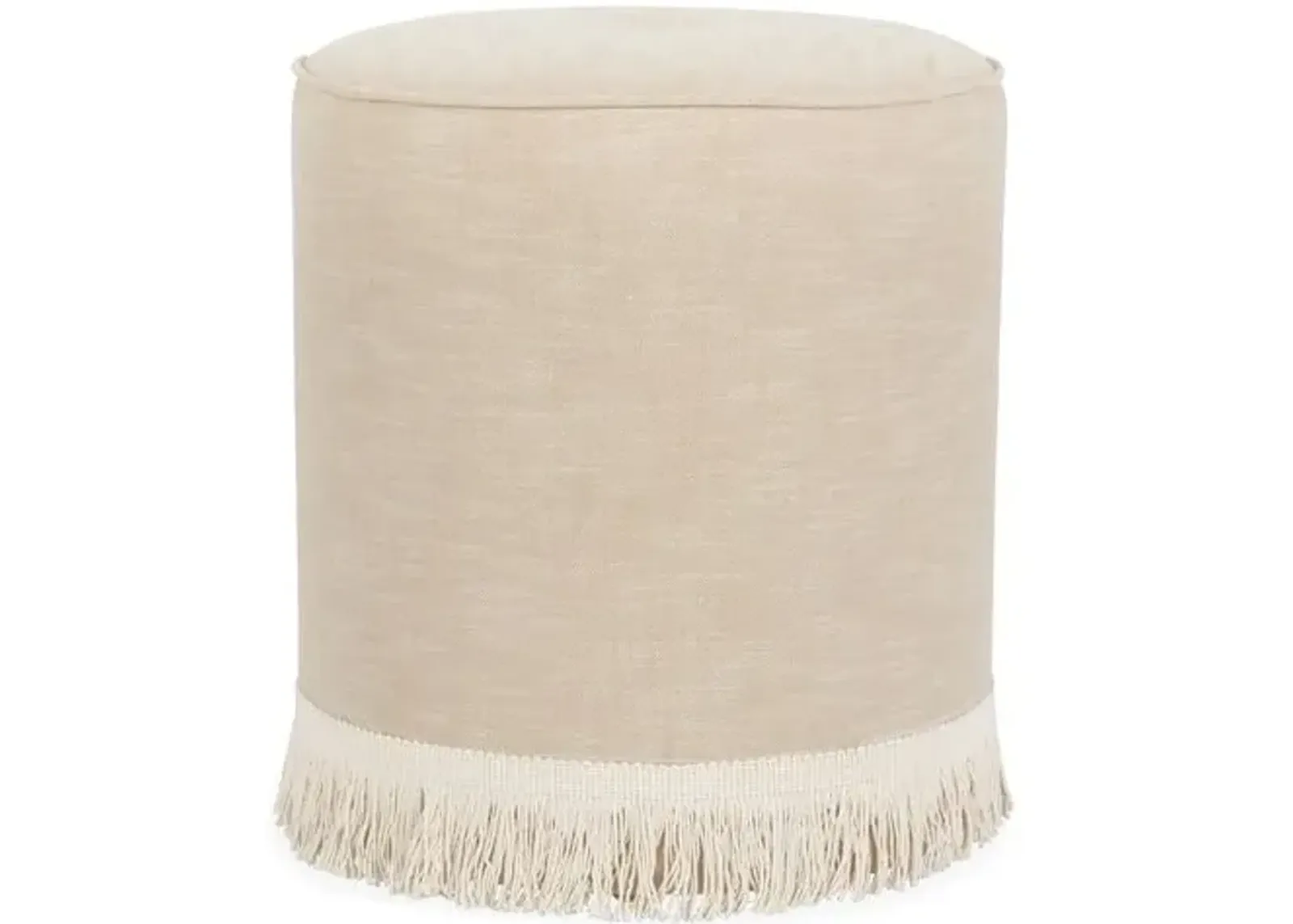 Dot Fringe Ottoman - Kim Salmela - Handcrafted - Ivory