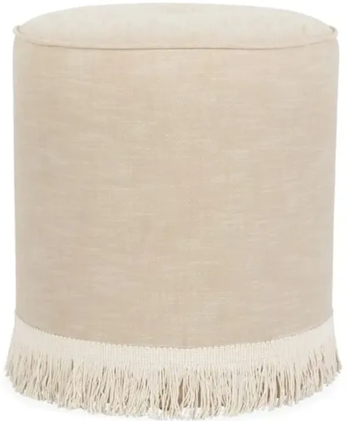 Dot Fringe Ottoman - Kim Salmela - Handcrafted - Ivory