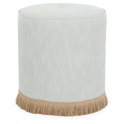 Dot Fringe Ottoman - Kim Salmela - Handcrafted - Green