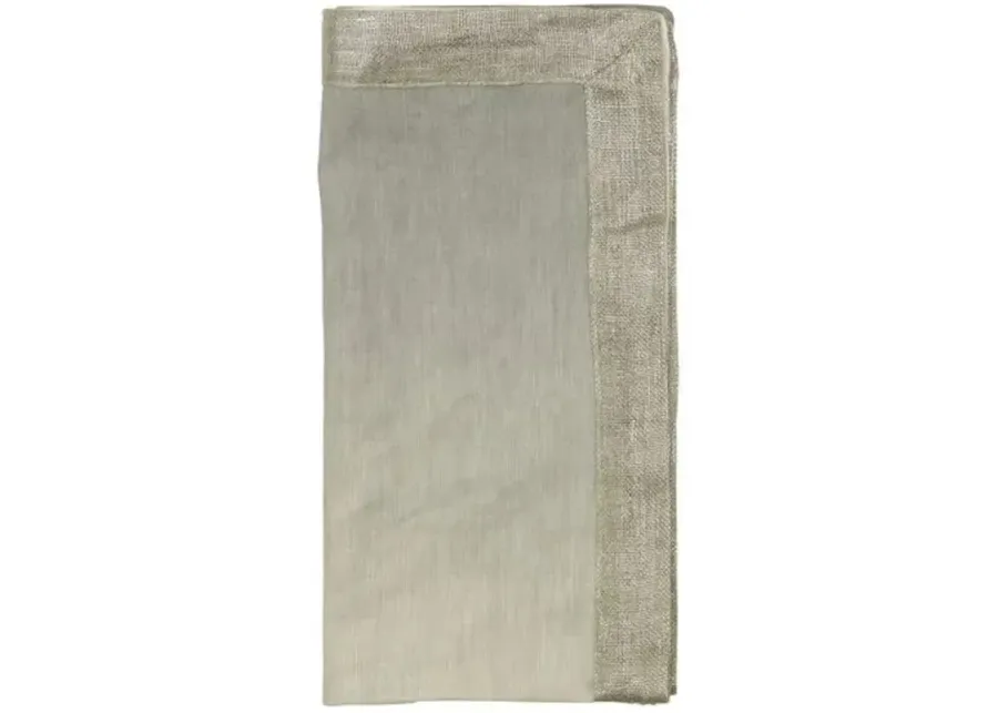 Set of 4 Dip-Dye Dinner Napkins - Gray/Silver - Kim Seybert