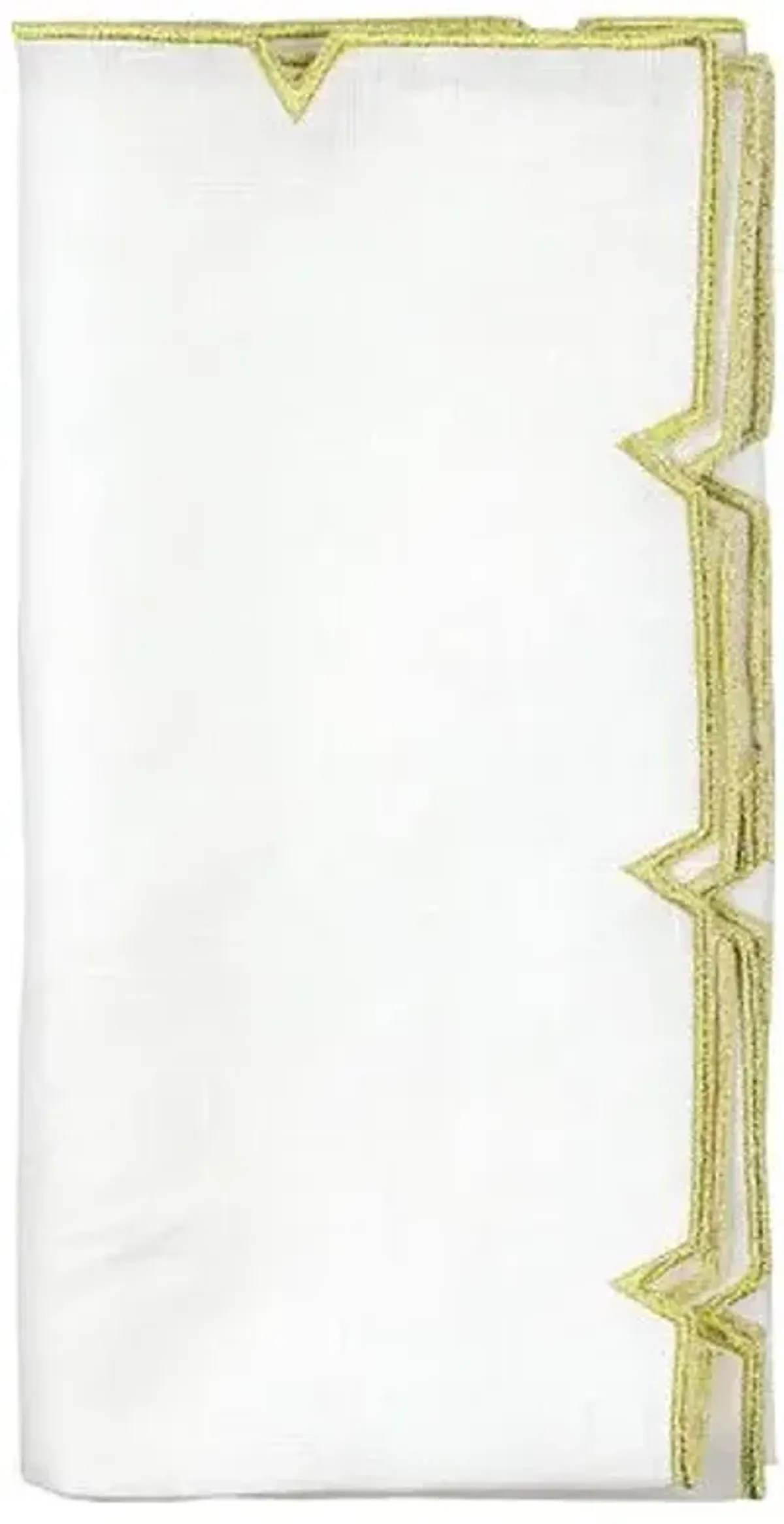 Set of 4 Divot Dinner Napkin - White/Gold - Kim Seybert