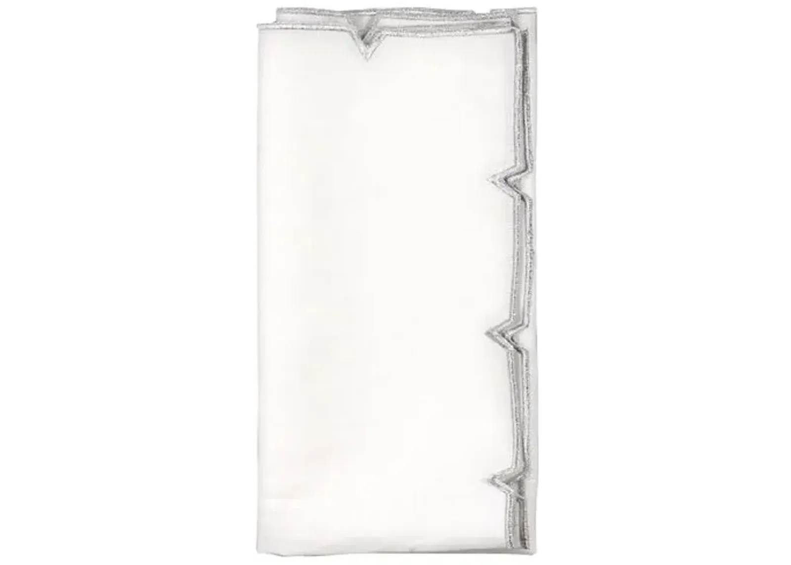 Set of 4 Divot Dinner Napkin - White/Silver - Kim Seybert