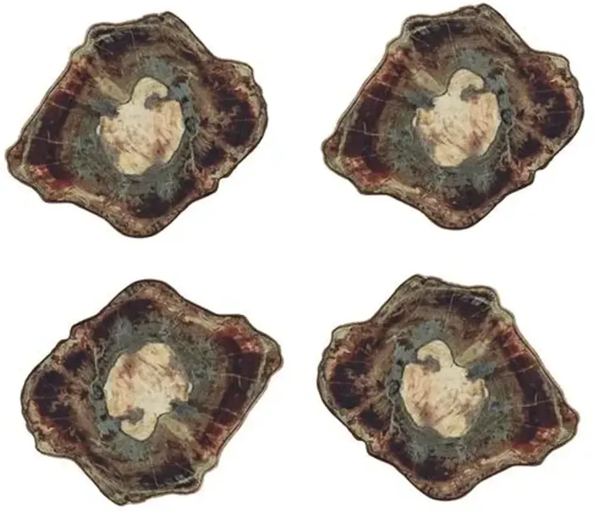 Set of 4 Fossil Coasters - Natural - Kim Seybert - Brown