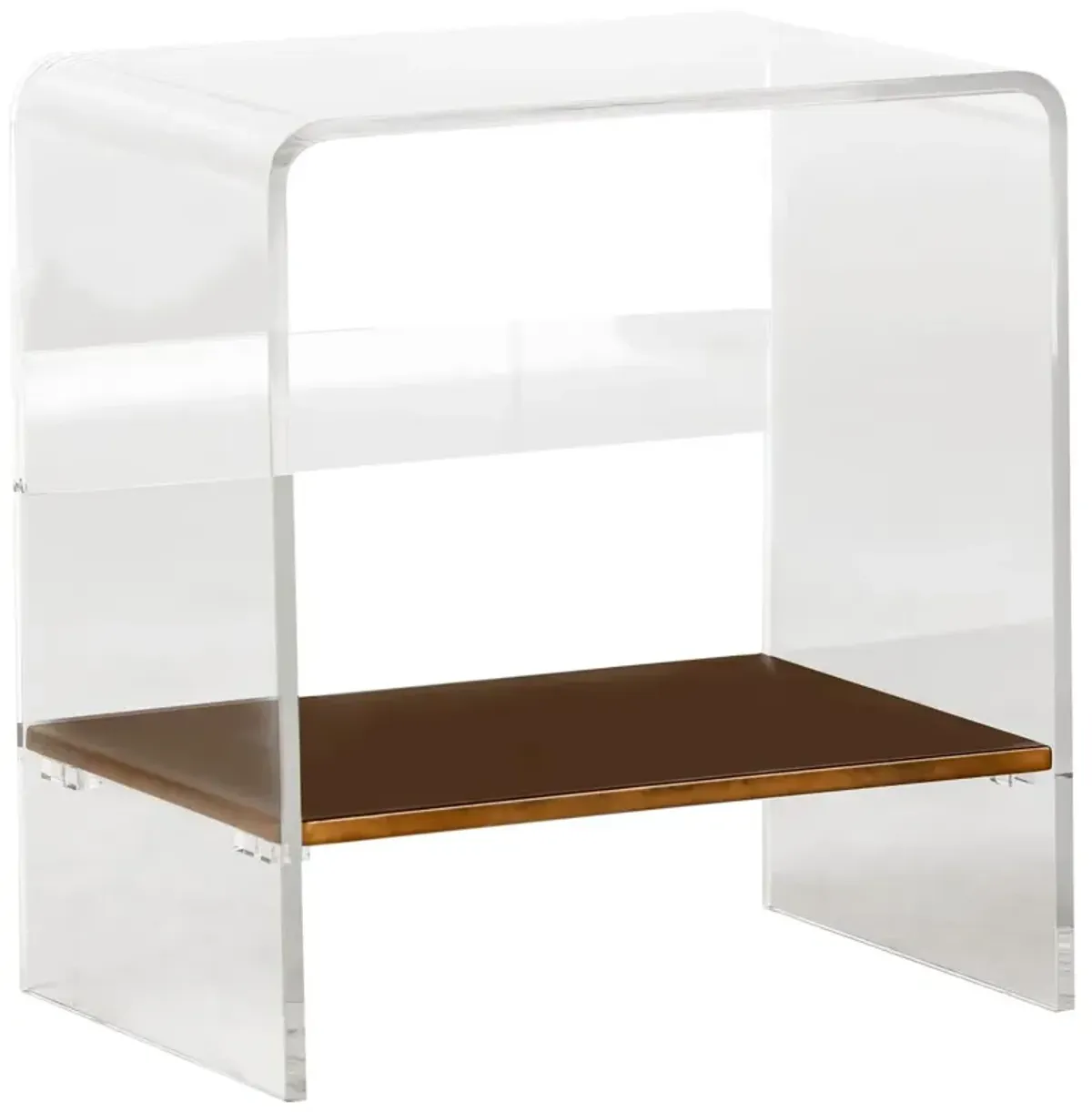 Sloan Lucite Side Table, Clear/Antiqued Brass