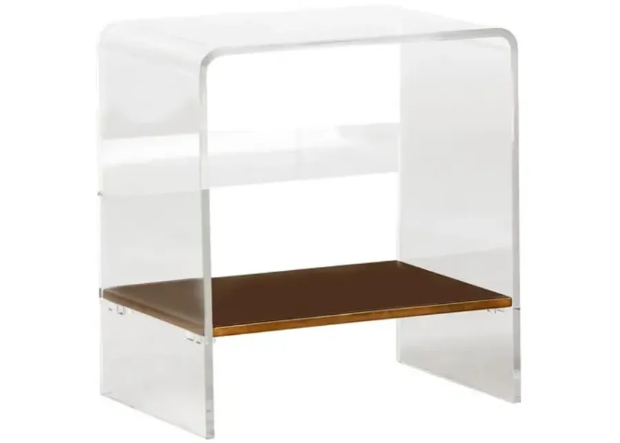 Sloan Lucite Side Table - Clear/Antiqued Brass - Gabby - Brown