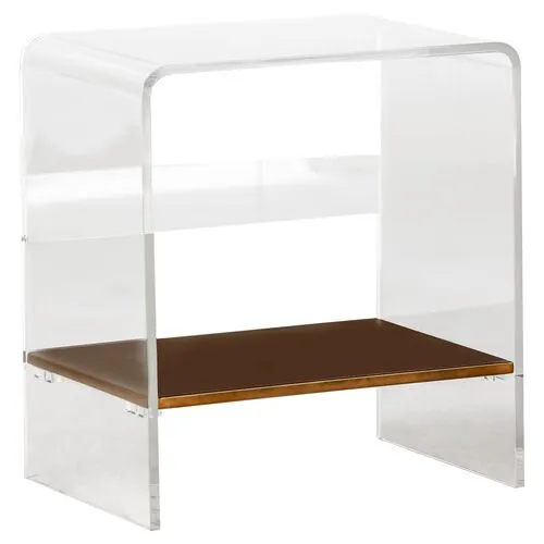 Sloan Lucite Side Table - Clear/Antiqued Brass - Gabby - Brown