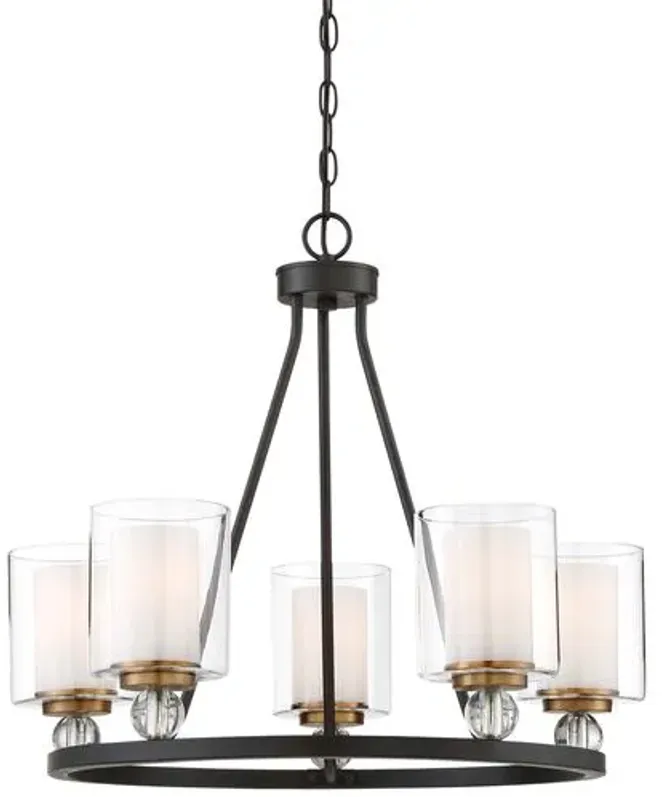 Studio 5-Light Chandelier - Bronze/Brass - Black