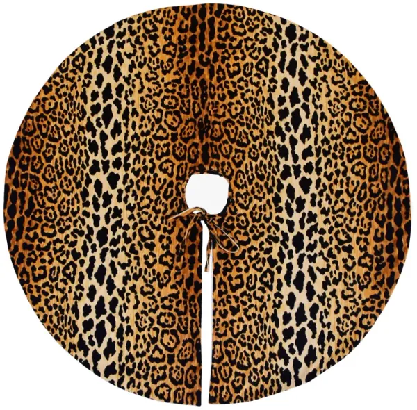 53" Leopard Velvet Christmas Tree Skirt - Brown