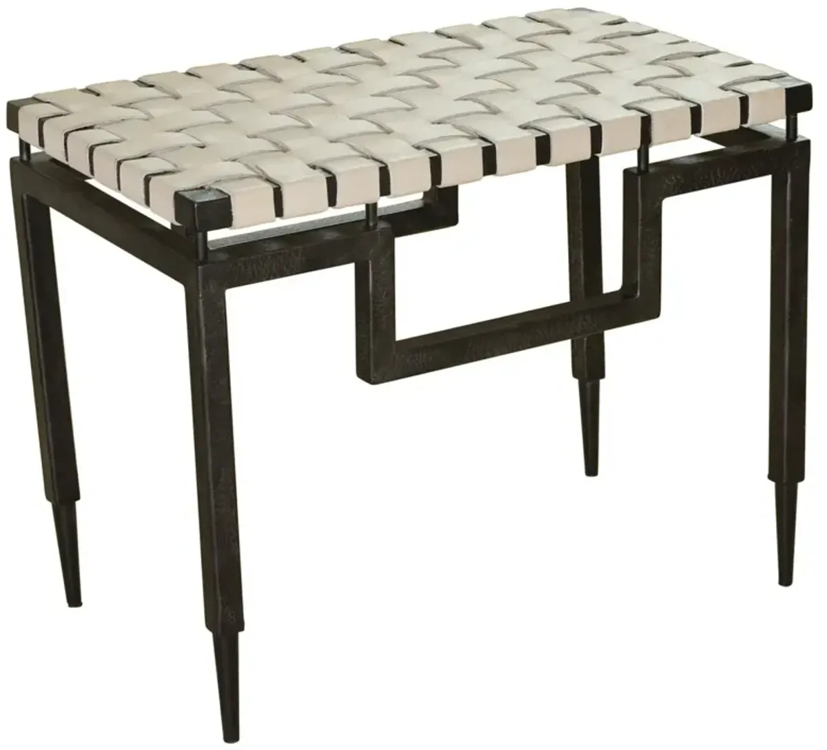 Hammered Bench, Ivory Leather