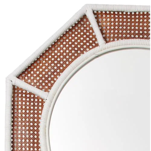 Orly Octagonal Rattan Wall Mirror - White/Natural