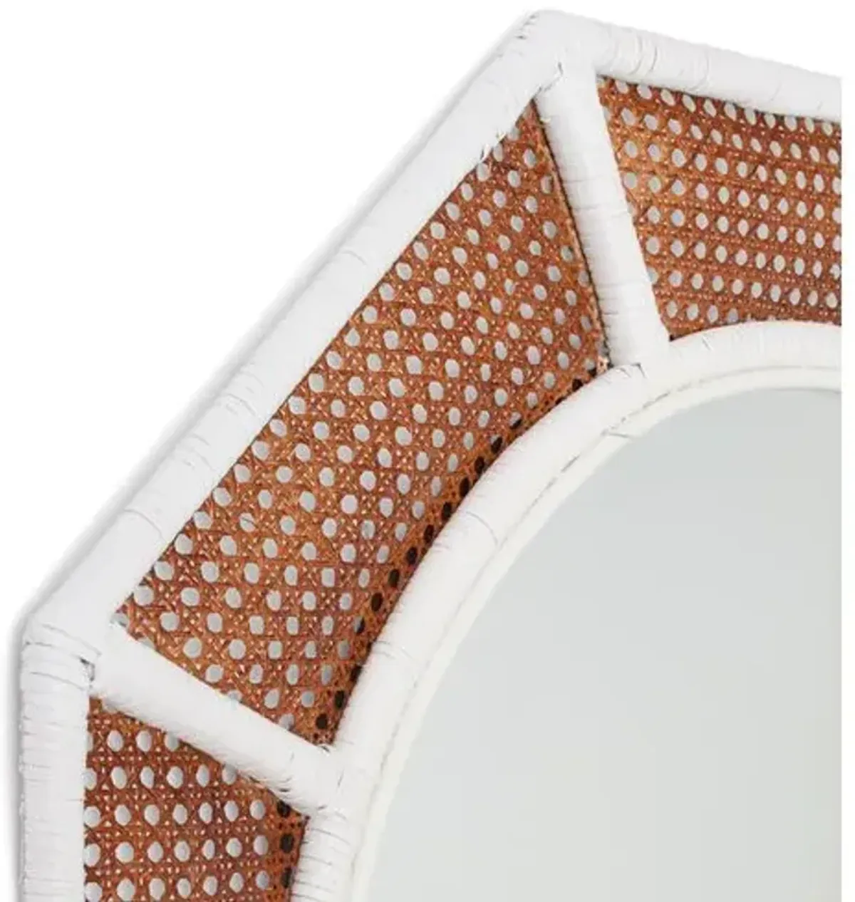 Orly Octagonal Rattan Wall Mirror - White/Natural