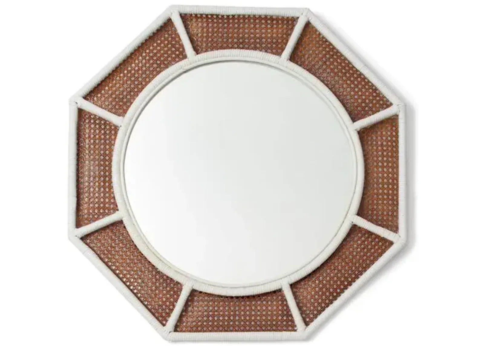 Orly Octagonal Rattan Wall Mirror - White/Natural