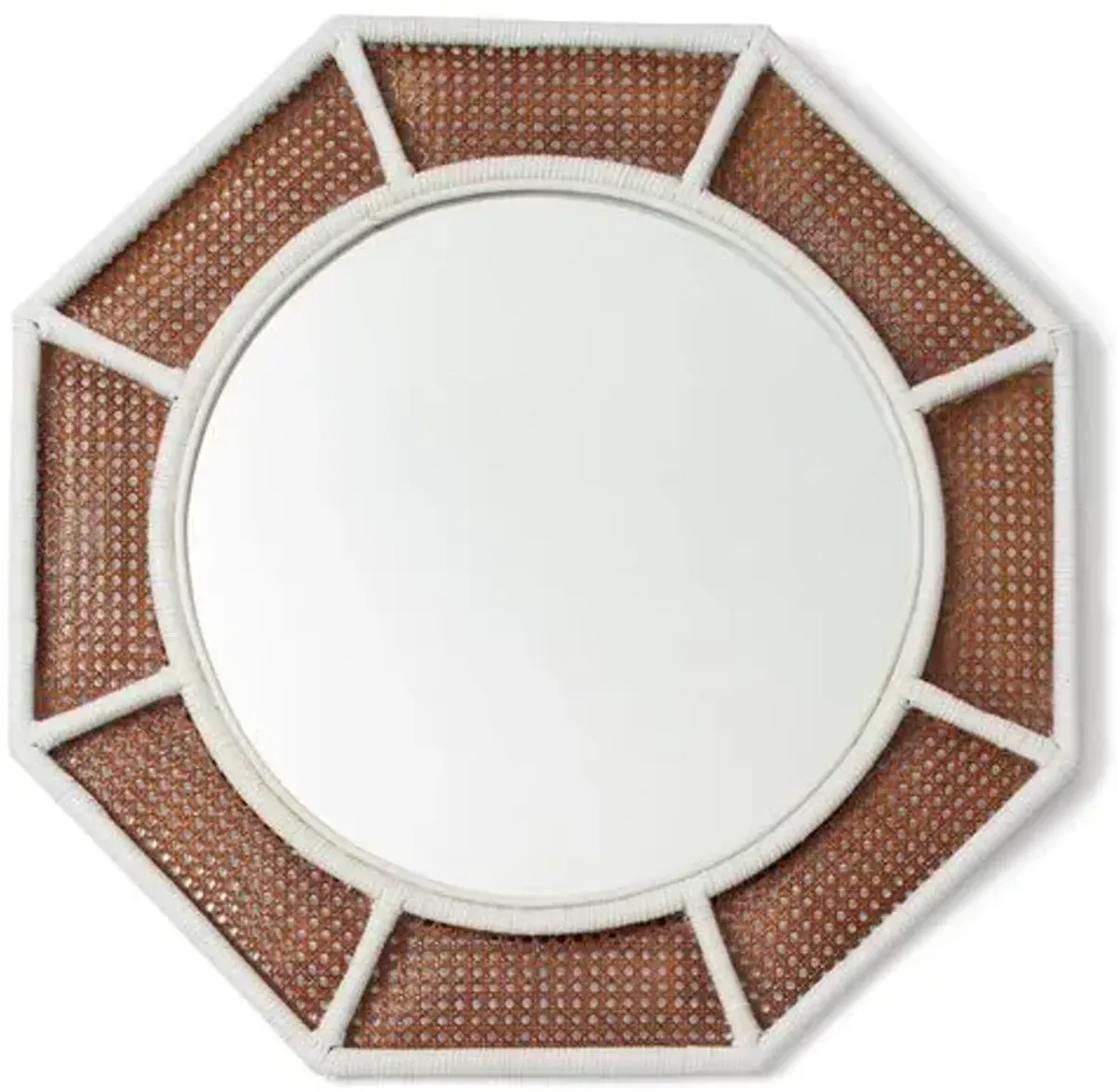 Orly Octagonal Rattan Wall Mirror - White/Natural