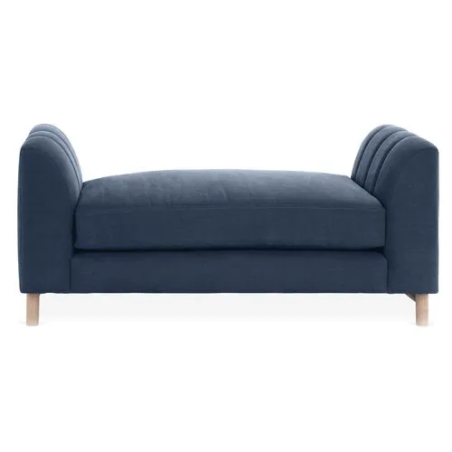 Alden Linen Bench - Blue