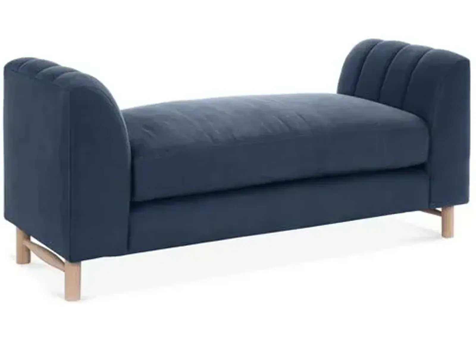 Alden Linen Bench - Blue