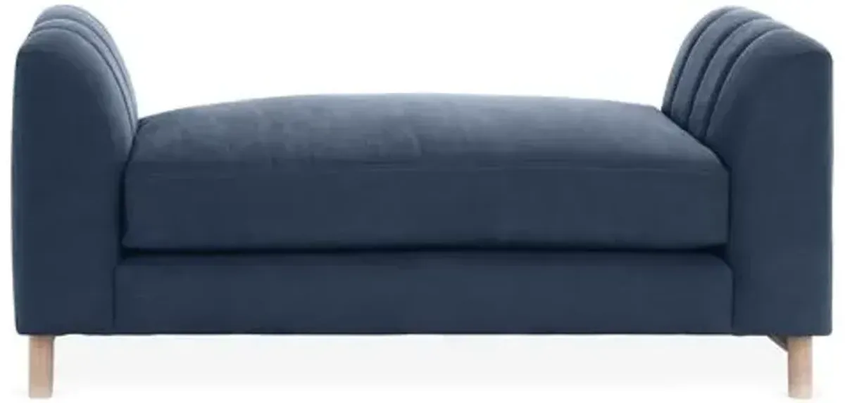 Alden Linen Bench - Blue