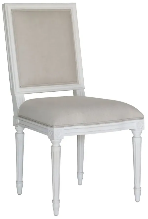 Regent Linen Side Chair, Oatmeal/White