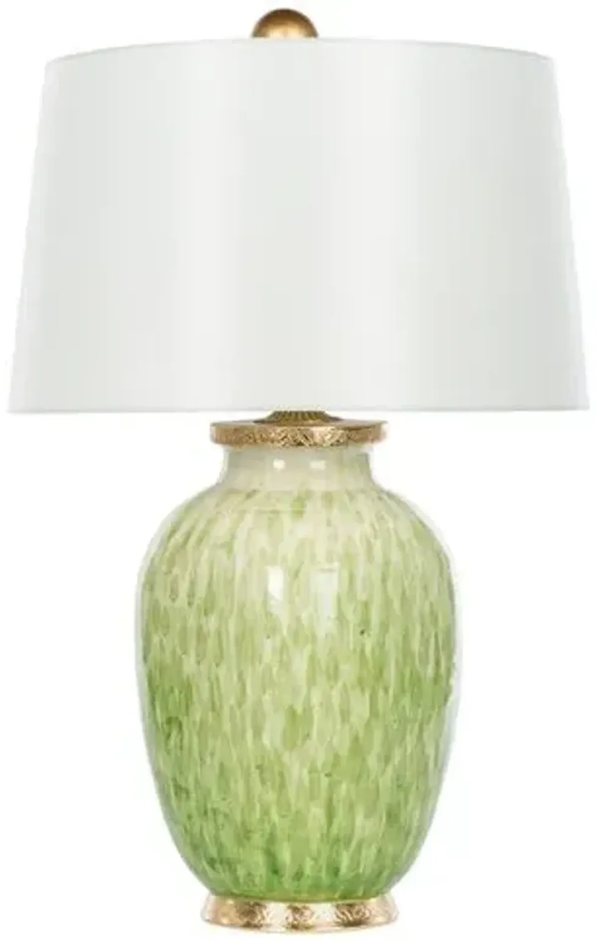 Veranda Wide Table Lamp - Soft Green/Gold - Bradburn Home