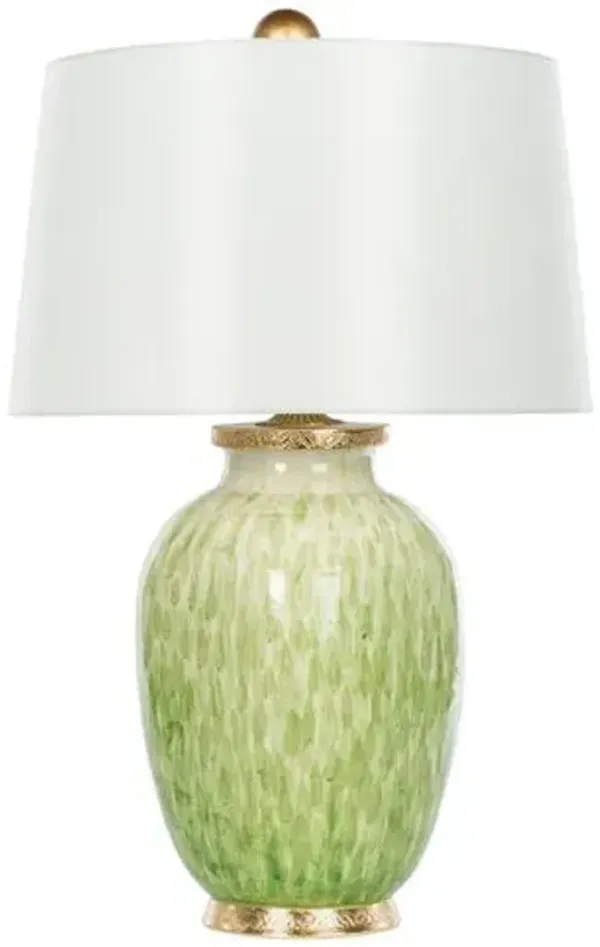 Veranda Wide Table Lamp - Soft Green/Gold - Bradburn Home