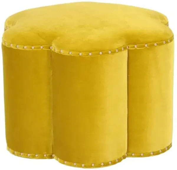 Kate Scallop Velvet Ottoman - Kim Salmela - Yellow