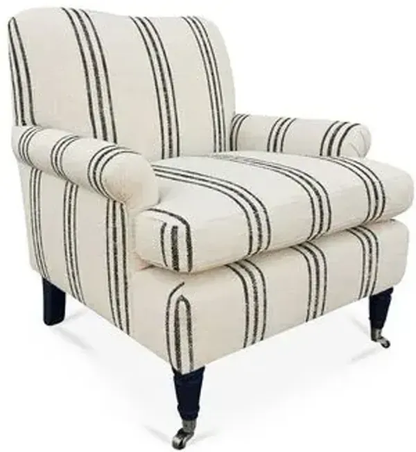 Paige Stripe Club Chair - Kim Salmela - Hancrafted in the USA