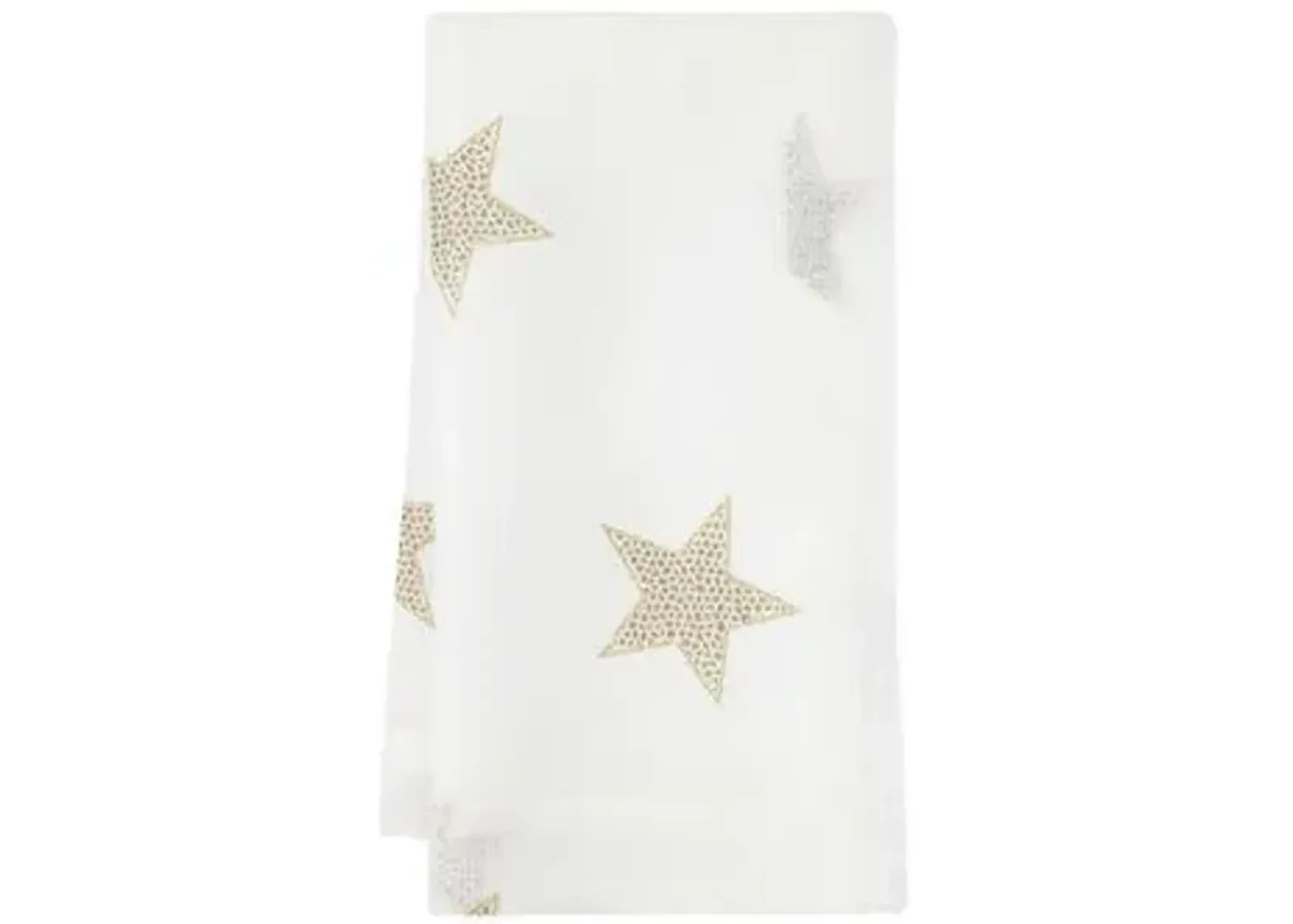 Set of 4 Starry Night Dinner Napkins - White/Gold - Mode Living