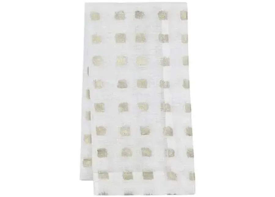 Set of 4 Antibes Dinner Napkins - White/Gold - Mode Living