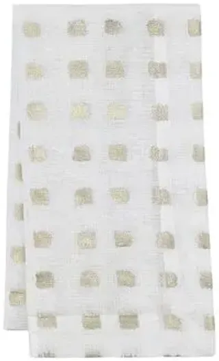 Set of 4 Antibes Dinner Napkins - White/Gold - Mode Living