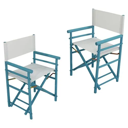 Set of 2 Director's Chairs - Turquoise - Blue