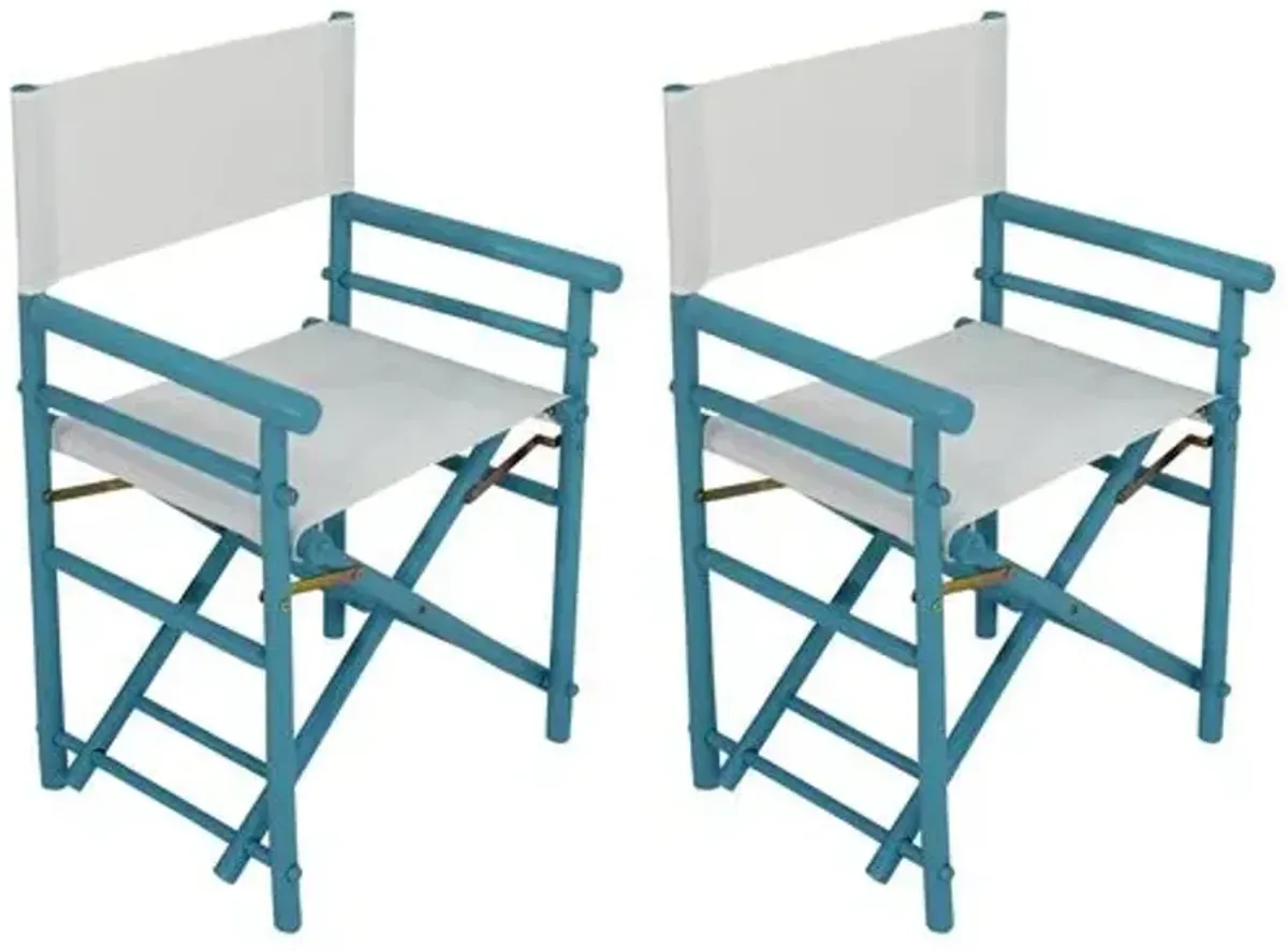 Set of 2 Director's Chairs - Turquoise - Blue