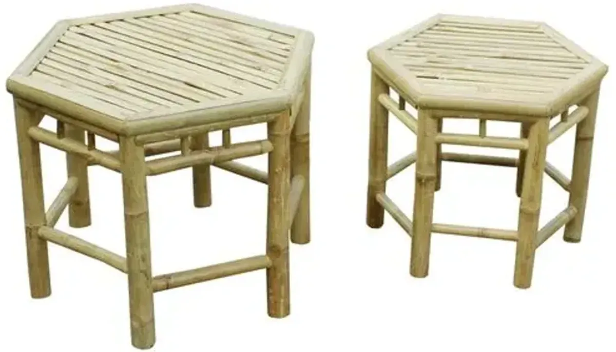 Asst. of 2 Onesta Nesting Outdoor Tables - Natural - Brown