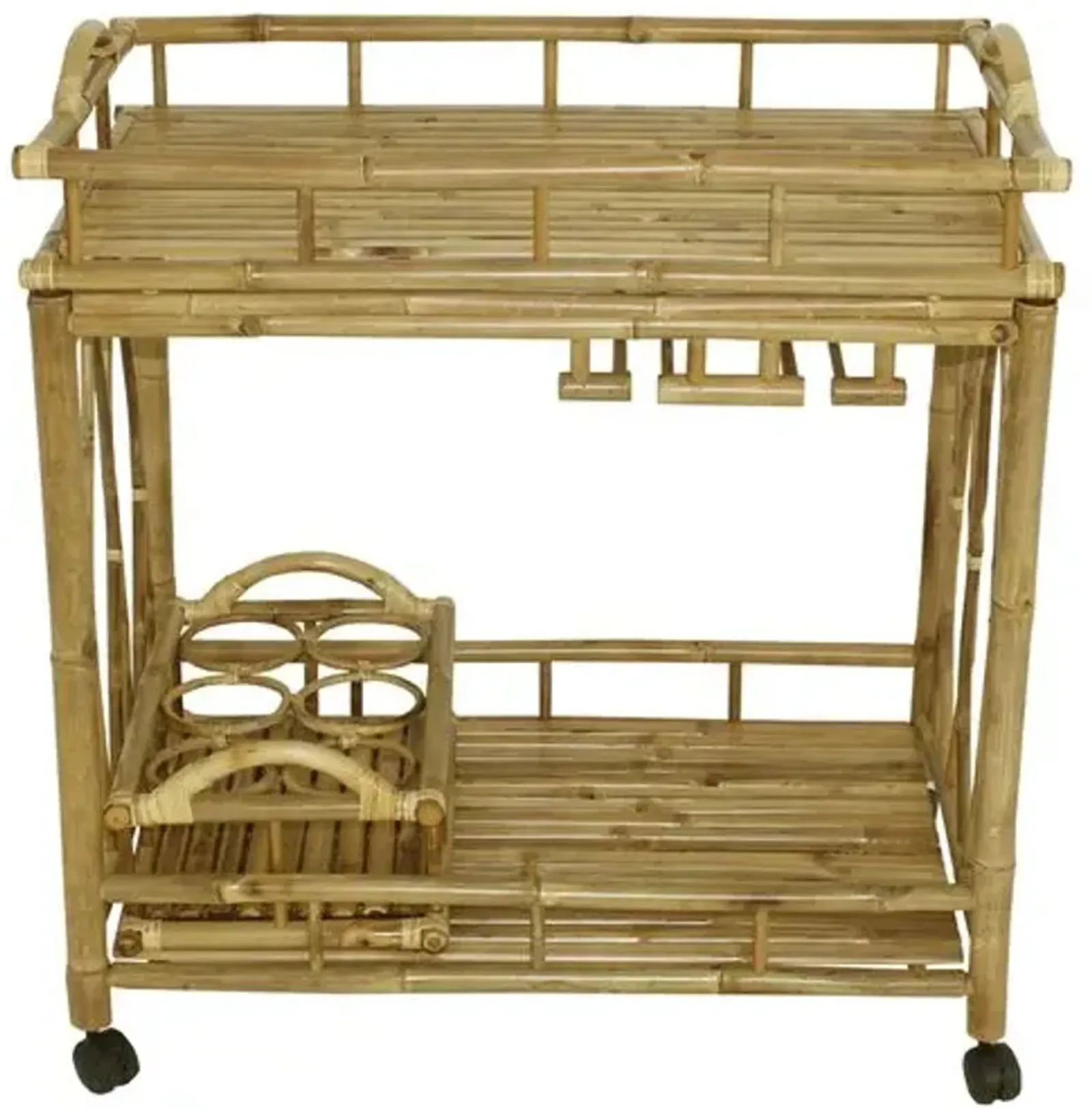 Bamboo Outdoor Bar Cart - Natural - Brown