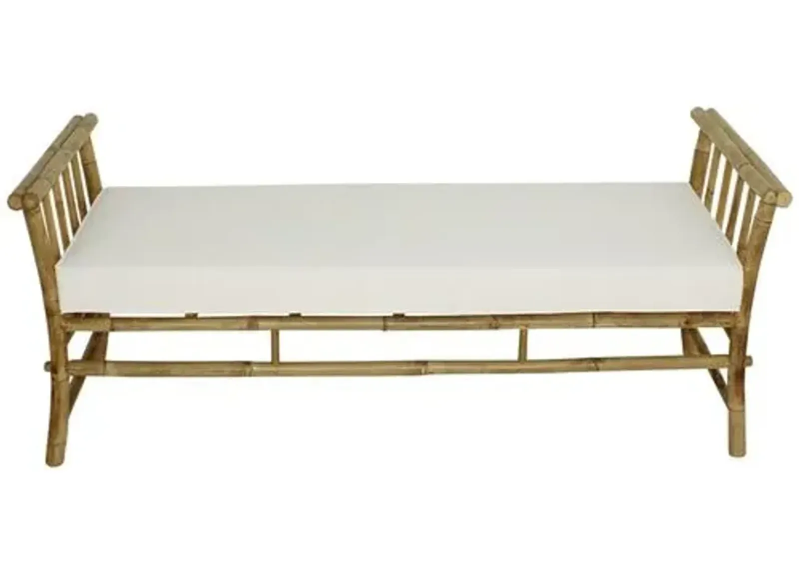 Bamboo Outdoor Bench - Natural/White