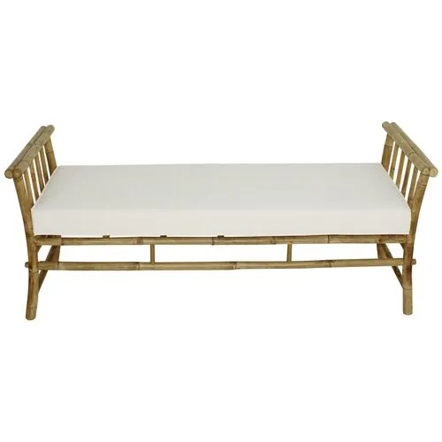 Bamboo Outdoor Bench - Natural/White