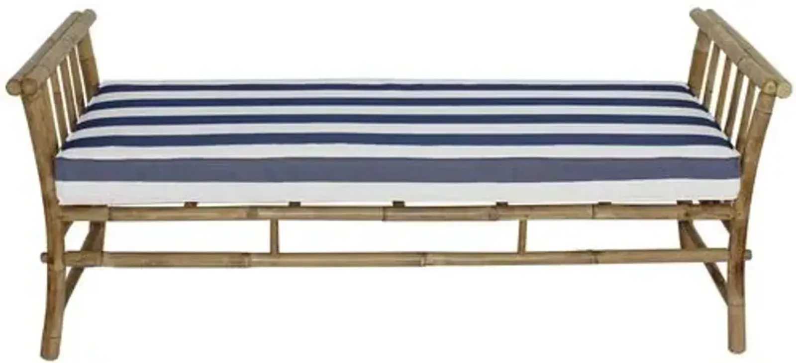 Bamboo Outdoor Bench - Natural/Blue