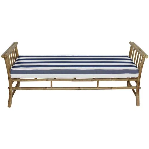 Bamboo Outdoor Bench - Natural/Blue