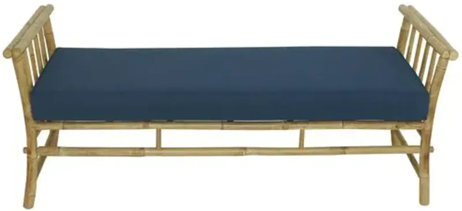 Bamboo Outdoor Bench - Natural/Navy - Blue