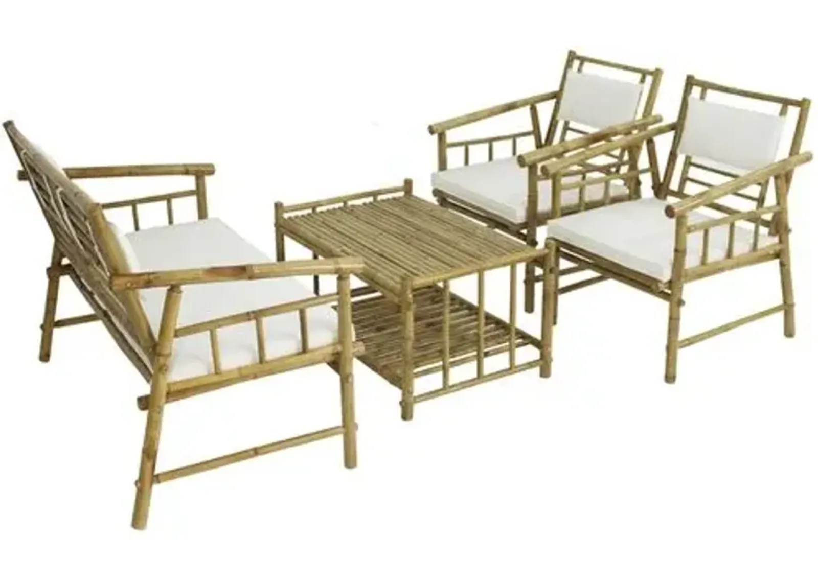 Bamboo 4-Pc Outdoor Lounge Set - White