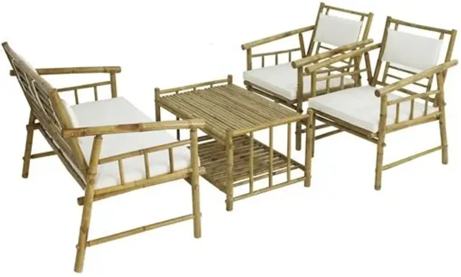 Bamboo 4-Pc Outdoor Lounge Set - White