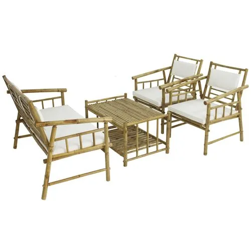 Bamboo 4-Pc Outdoor Lounge Set - White